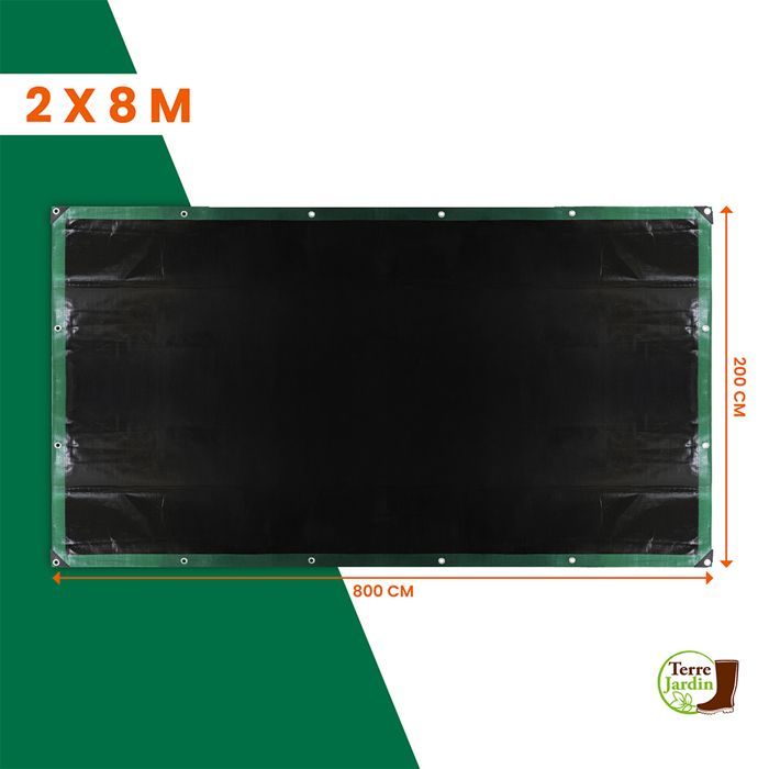 TERRE JARDIN Bâche de Protection Extérieur 2 x 8 m - Imperméable, PE 240 g/m², Bâche pour Bois de Chauffage
