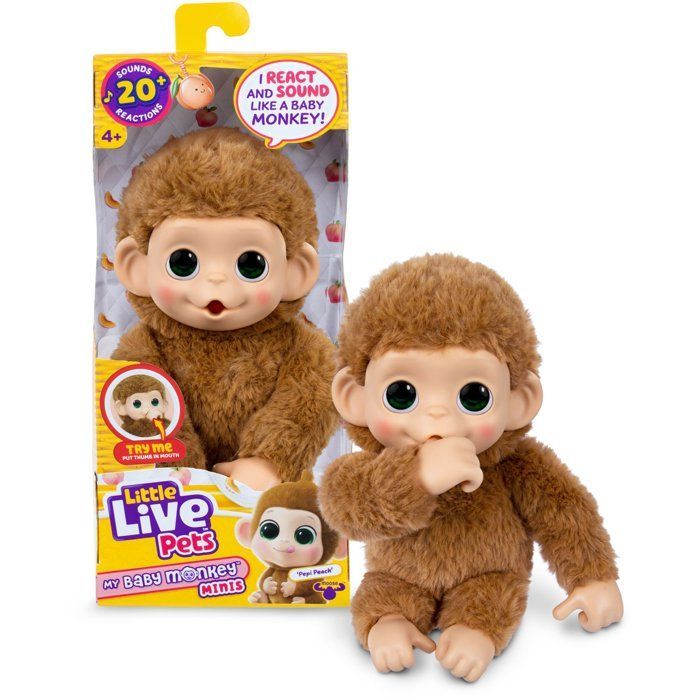 Peluche - LITTLE LIVE PETS - Mon bébé singe mini - Caramel - Dès 4 ans