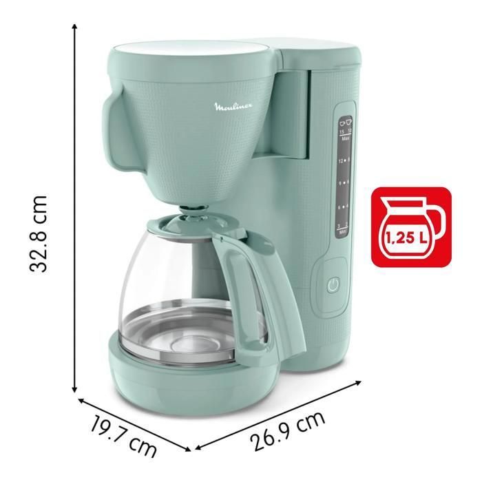 Moulinex Filter Coffee Maker, Large Front Water Tank, Permanent Filter, Morning FG2M1310