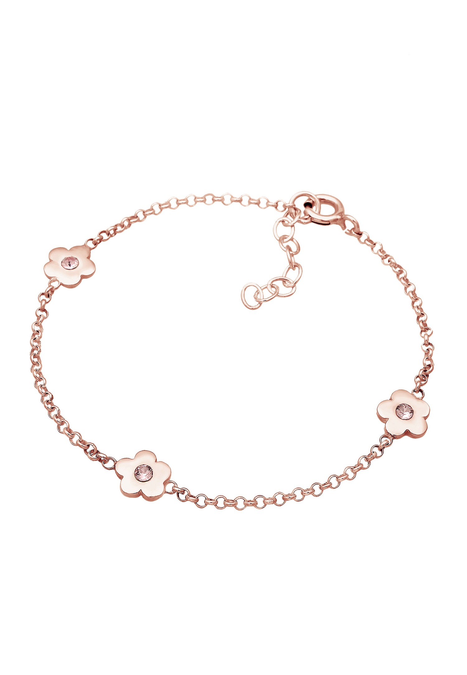 Elli Enfants Fleurs Filigrane avec Cristaux Rose en Argent Sterling 925