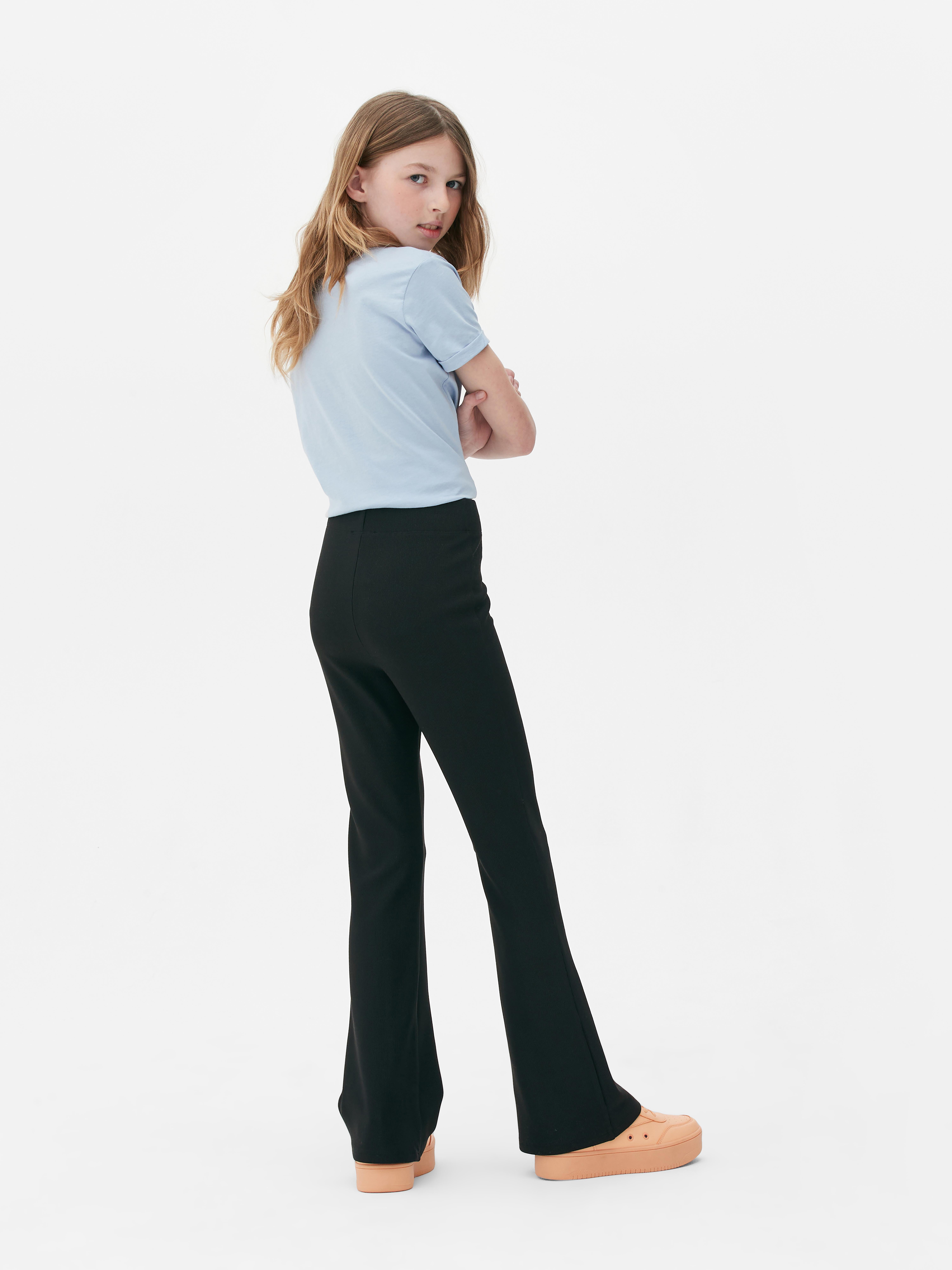 Ribbroek met wijduitlopende pijpen Trendy broeken voor kleine fashionista's