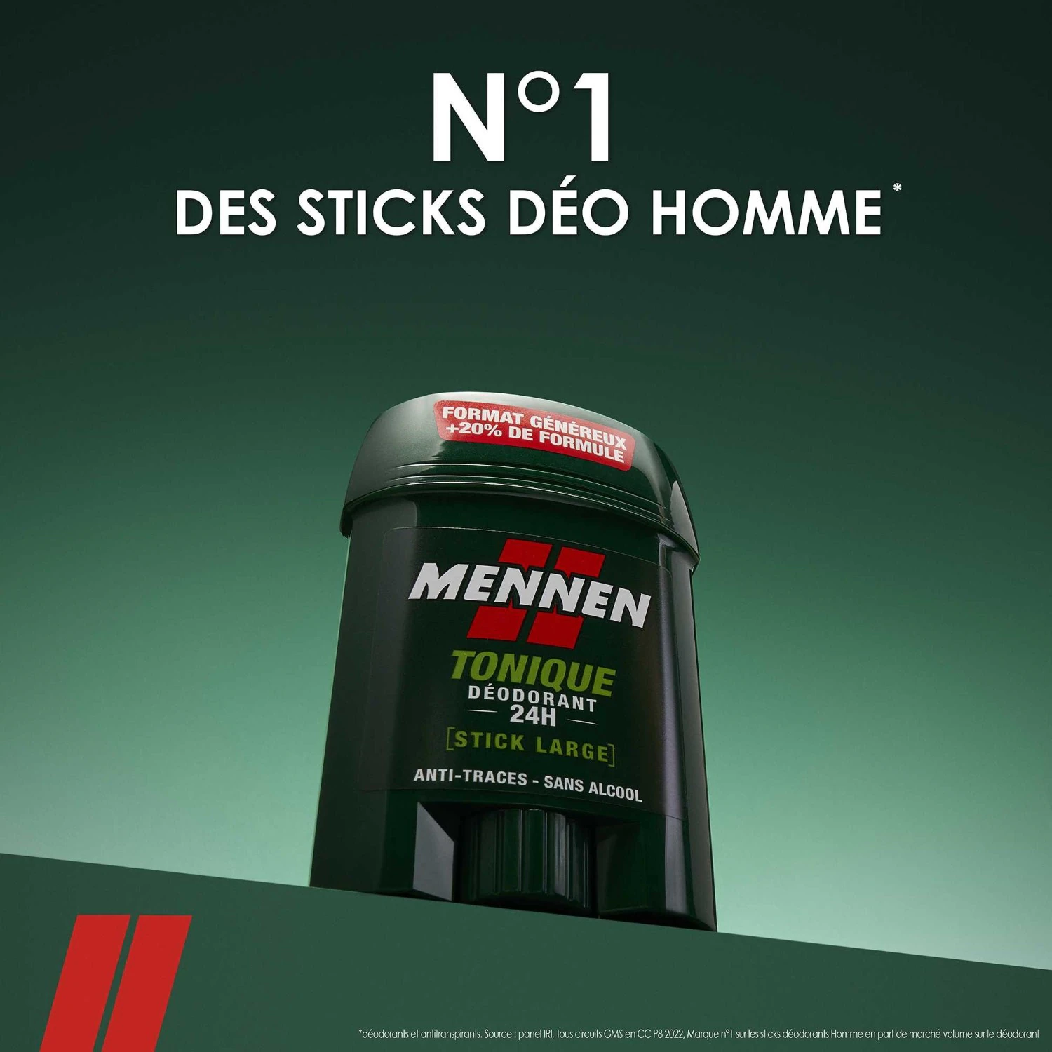 Mennen Deodorant homme 24H stick large sans alcool anti traces