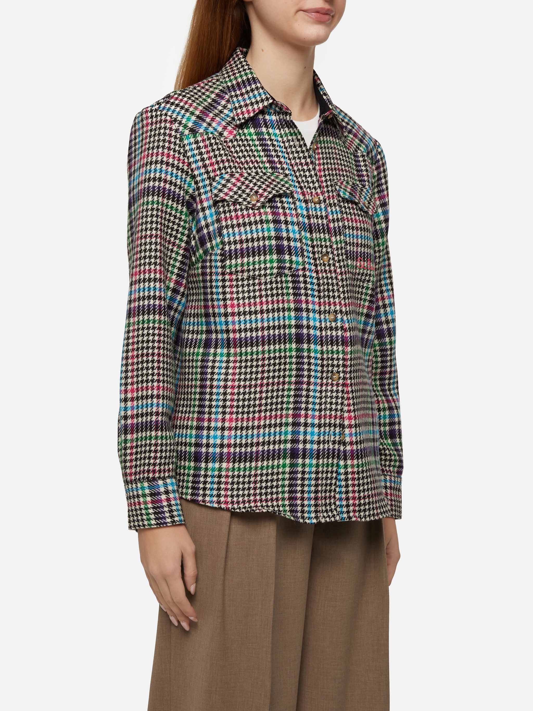 Camisa de lana de ciervo con estampado Príncipe de Gales