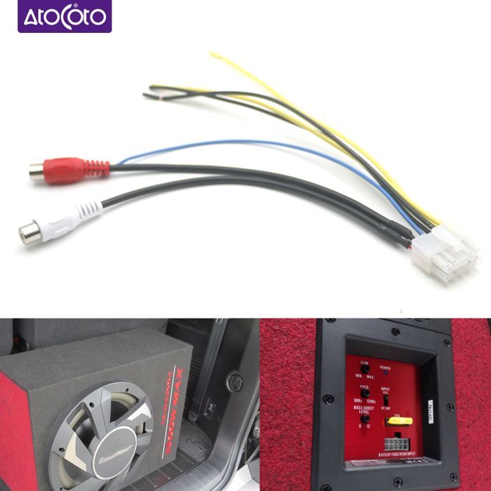 Adaptador de arnés de alimentación para subwoofer RCA de 10 pines