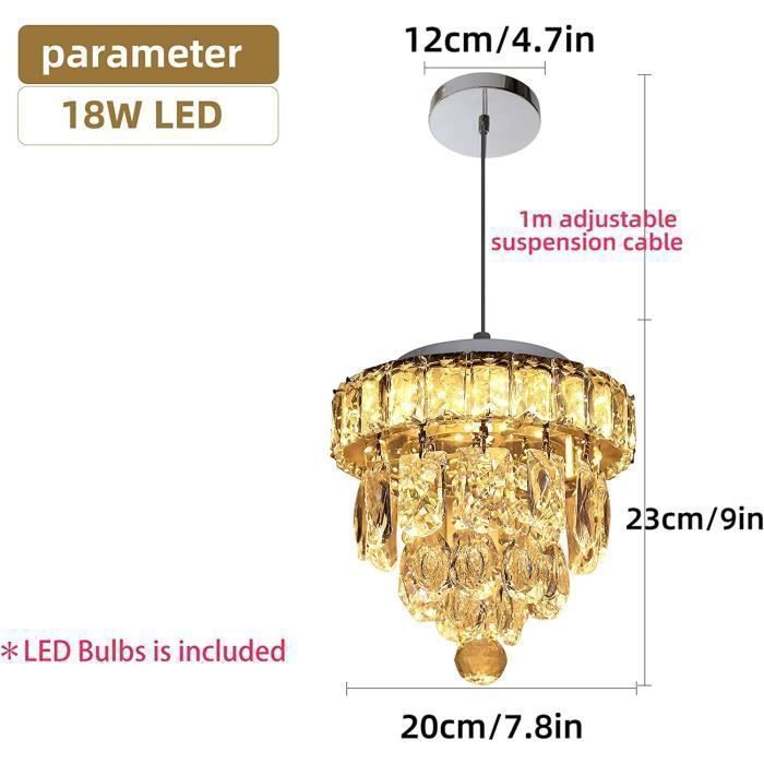 Lampadario mini in cristallo Ganeed, lampadario a incasso a LED dimmerabile con telecomando per corridoio (18W/3000-6500K, cromato)