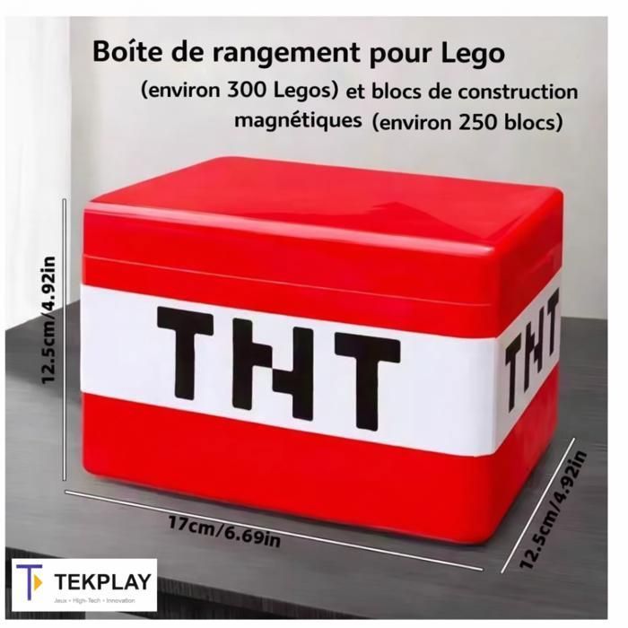 Magnetic building block or Lego storage box... Minecraft style TNT – TEKPLAY - 230 cubes of 2x2cm - Children's toy