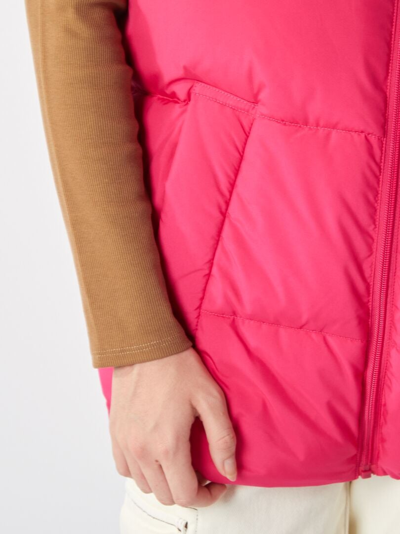 Mouwloze gewatteerde donsjas - ROZE