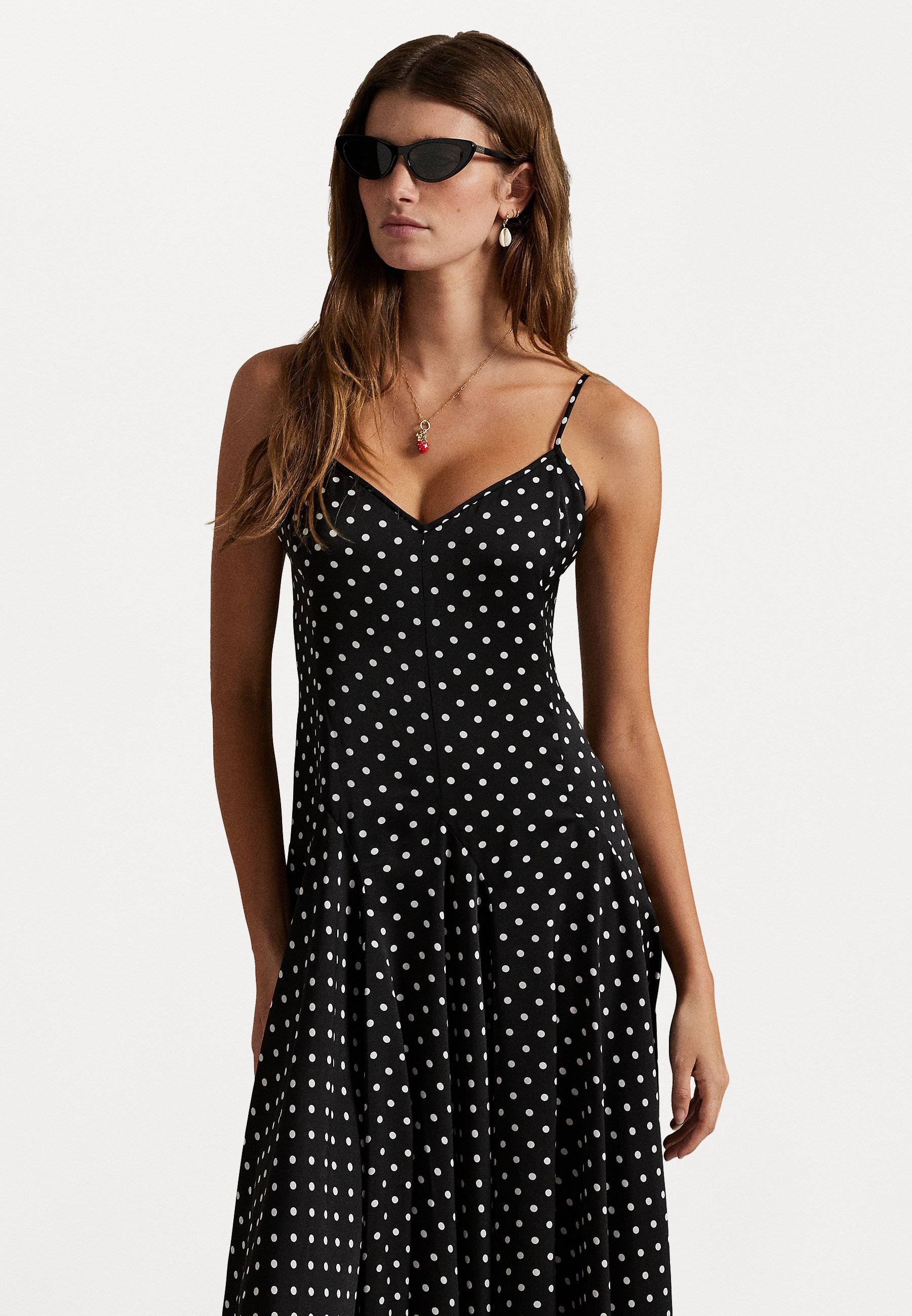 Polo Ralph Lauren POLKA SATIN DRESS - Suknelė - juoda/balta