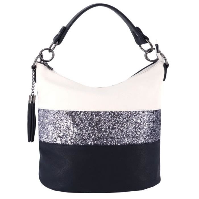 Sac Bandoulière Femme Gallantry - Bleu - Paillette Multicolore - Bandes Strass Brillant