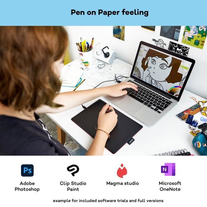 Graphics tablet - WACOM - ONE Medium - USB - Active surface 216x135 mm - Windows/Mac compatible