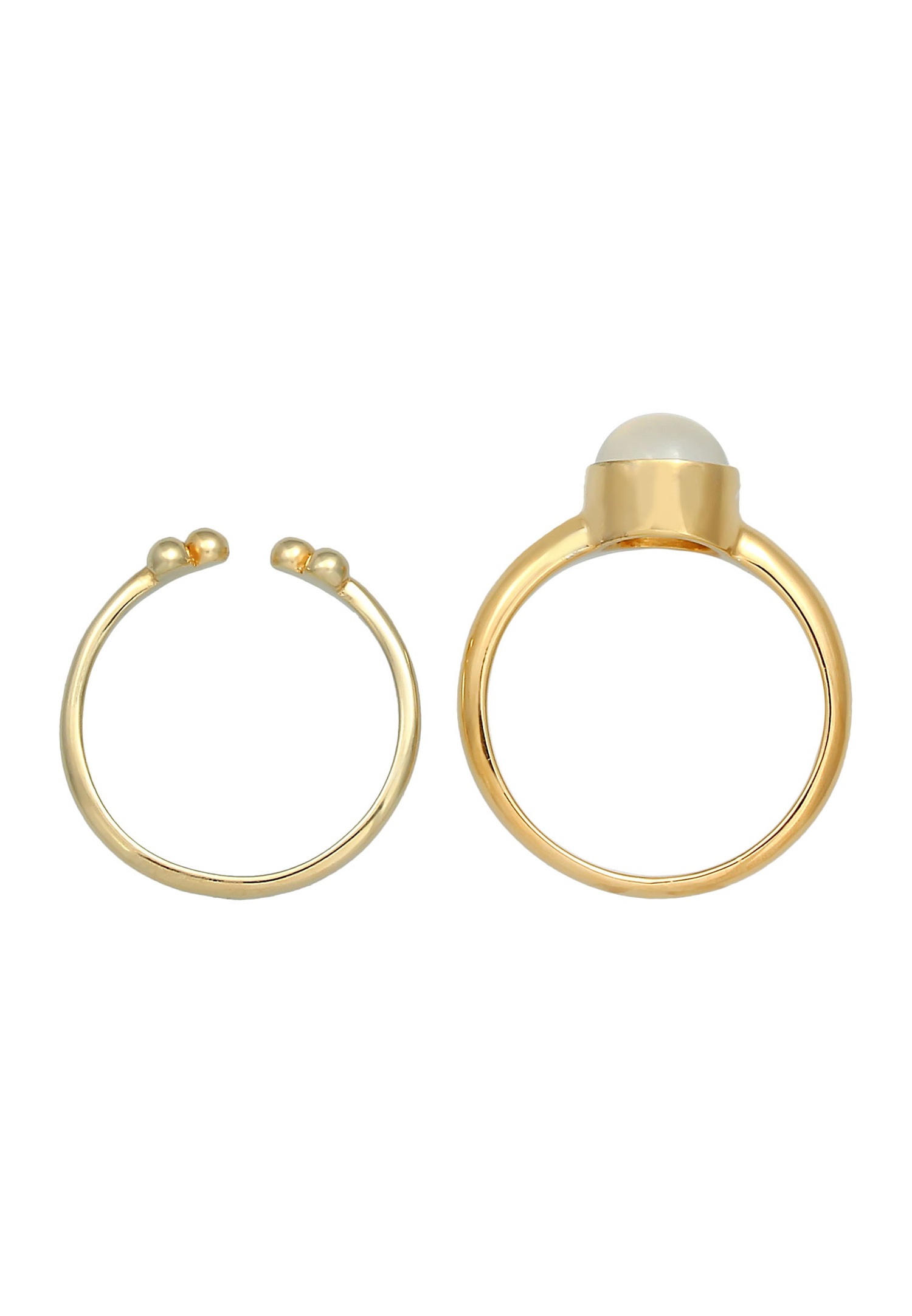 Elli PREMIUM Duo pour dames Classique Elégant Tendance Minimal avec pierre de lune en argent sterling 925 plaqué or
