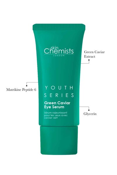 Sérum para el contorno de ojos con aroma a caviar verde de skinChemists, 15 ml