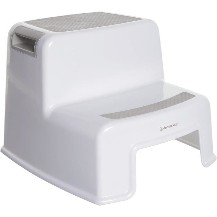 Tabouret marchepied - DREAMBABY - 2 Up - Antidérapant et texturé - Jusqu'à 80 kg pour les petits et les adultes - Gris