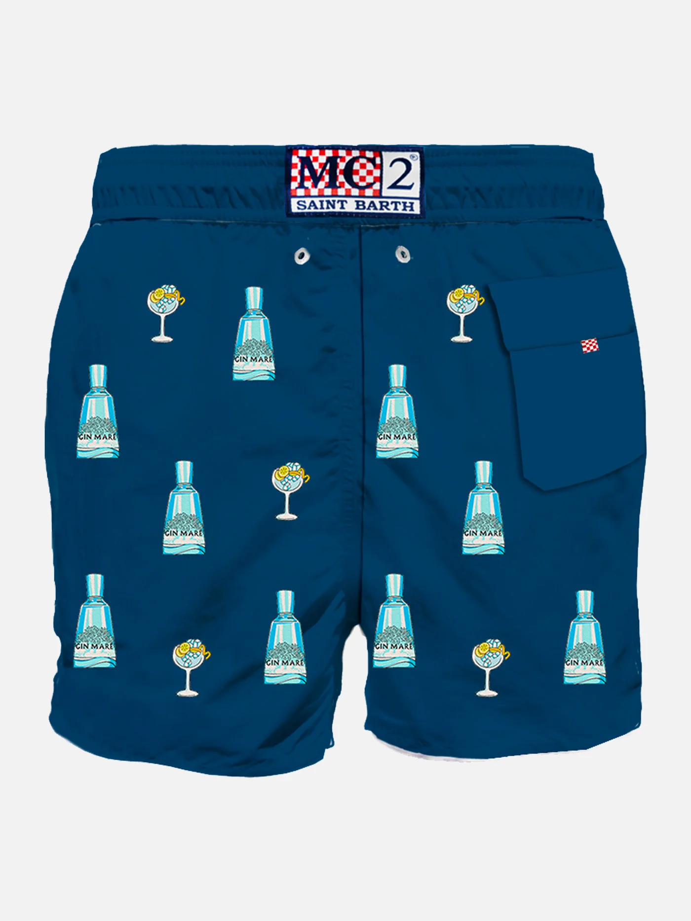 Costume da bagno da uomo blu classico con ricamo Gin Mare | @GIN MARE