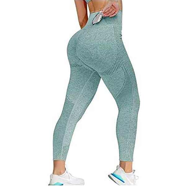 Leggings de sport taille haute sans coutures pour femme, vert, taille L : Sports et loisirs de plein air