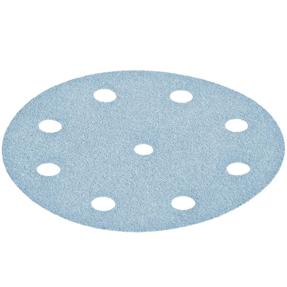 Disc de șlefuit granat FESTOOL, 125 mm, granulație 120, cu 9 găuri, 100 buc. 497169