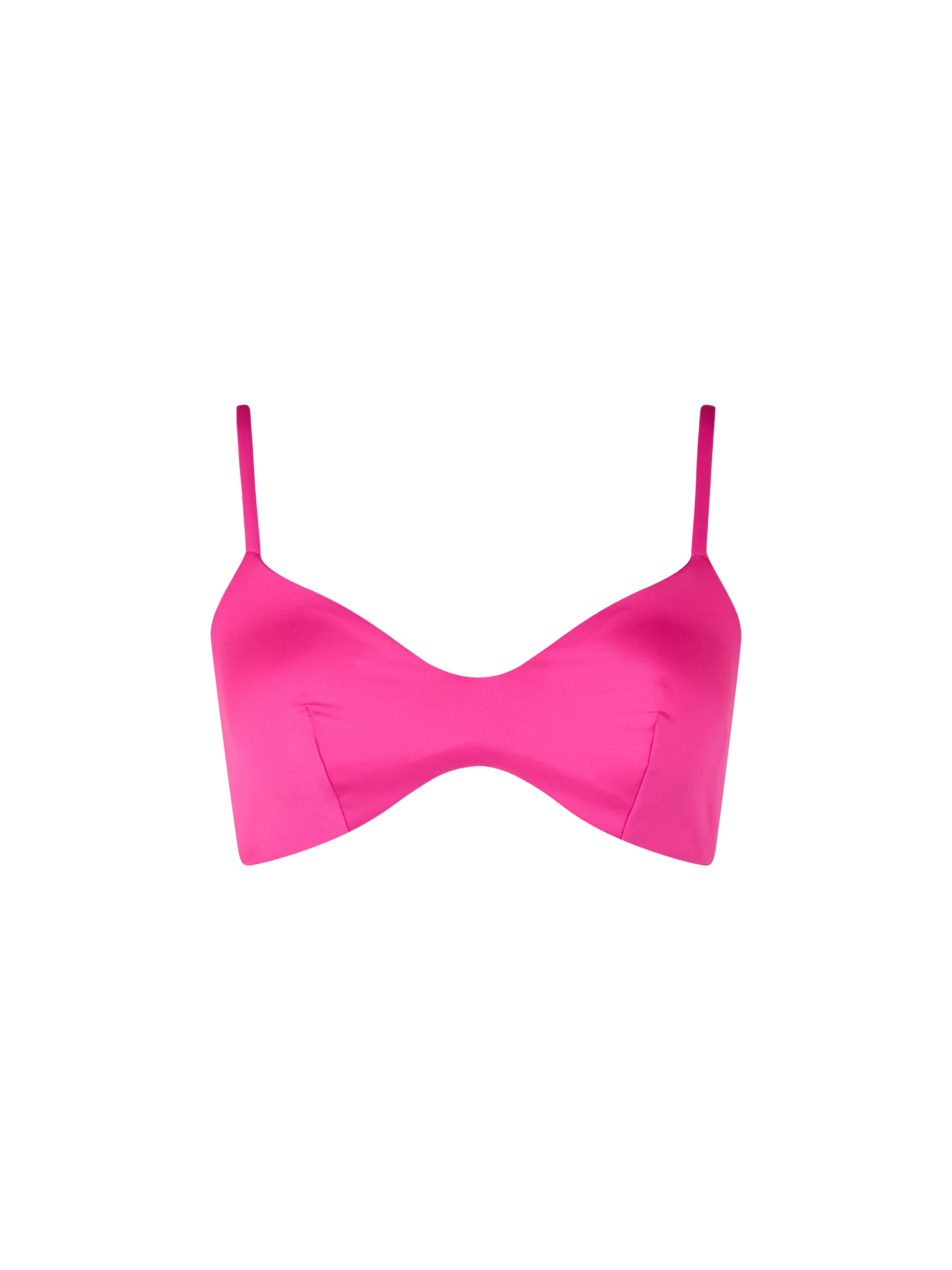 Top de playa fucsia de cuello redondo para mujer, estilo bralette, mayo