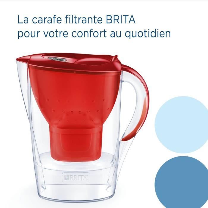 Jarra com filtro de água BRITA - Vermelho Marella - Capacidade de 2,4L (1,4L de água filtrada) - Inclui 1 cartucho Maxtra Pro All-In-1