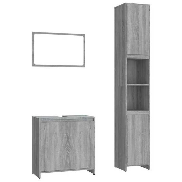 Grijze 3-delige badkamermeubelset, SARAZYJ, MODERN TOILET CABINET, Sonoma grijs E583