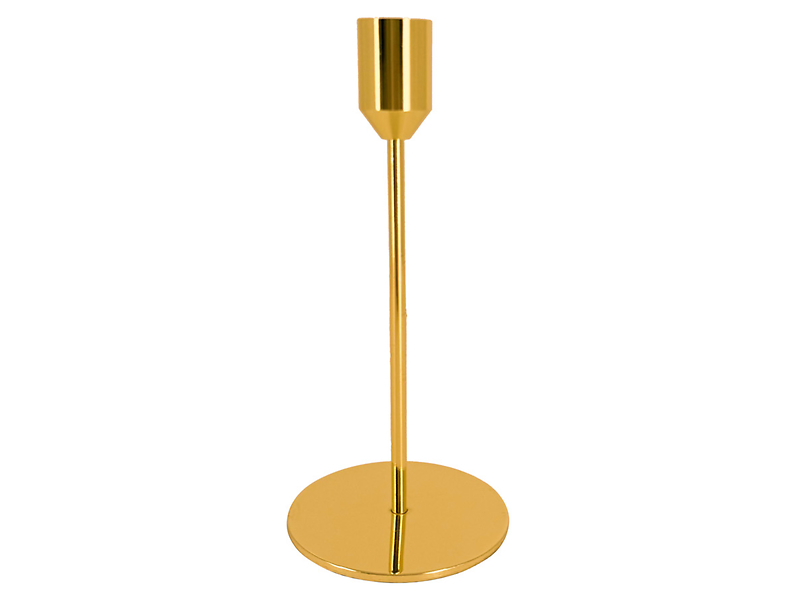 Świecznik na świecę szpicę metalowy 17,5 cm złoty