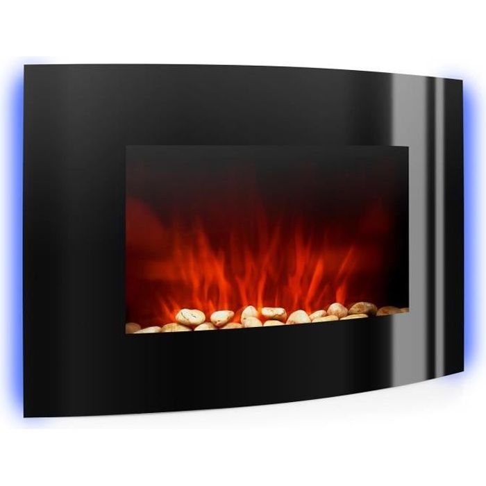 Chimenea eléctrica mural - Klarstein Lausanne - 2000 W - Efecto llama LED - Negra