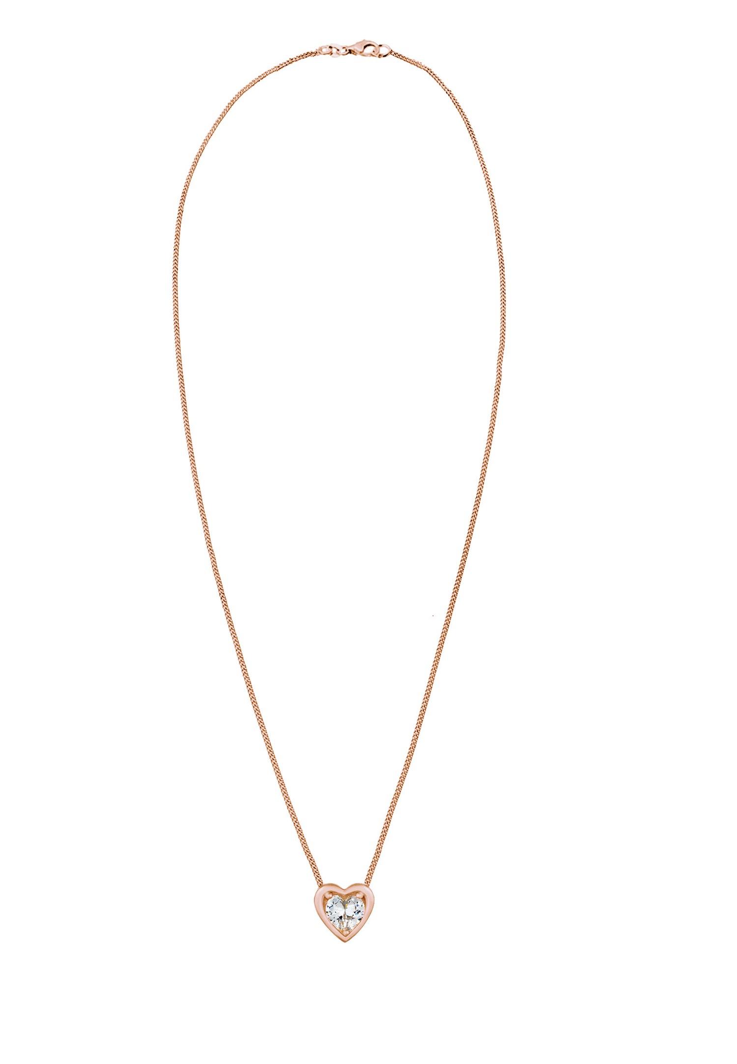Elli Pendentif de Coeur Amour avec Cristaux de Zircone Collier Femme - (925/1000) Argent Plaqué Or