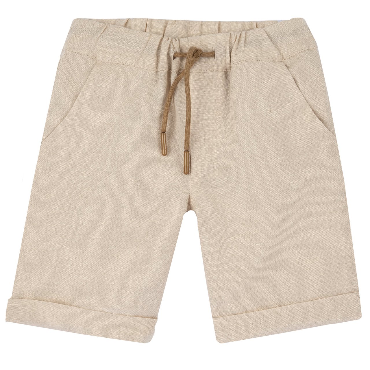 Pantalones beige de lino con cordones