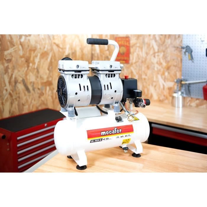 Silent Compressor - MECAFER - 425513 - 6L - 0.5HP - Grey
