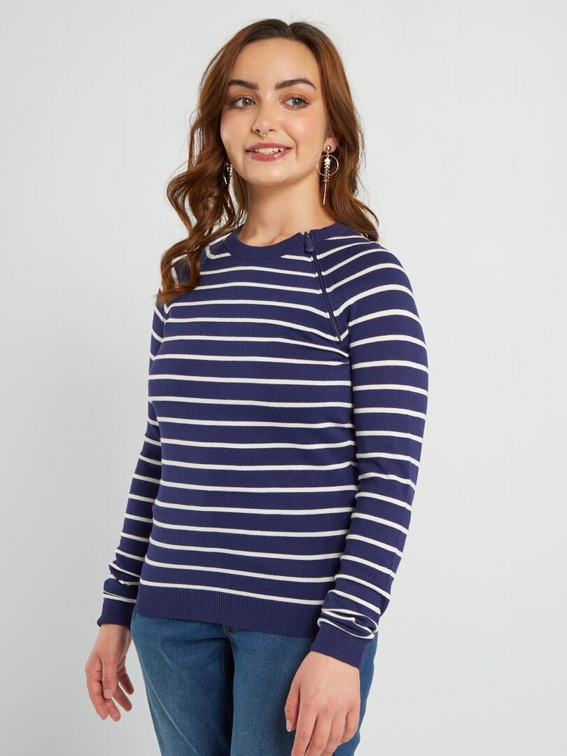 Sweter z cienkiej dzianiny - So Easy - NIEBIESKI