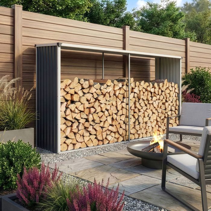 Kalmar überdachter Holzschuppen 352 x 80 x 152 cm anthrazit