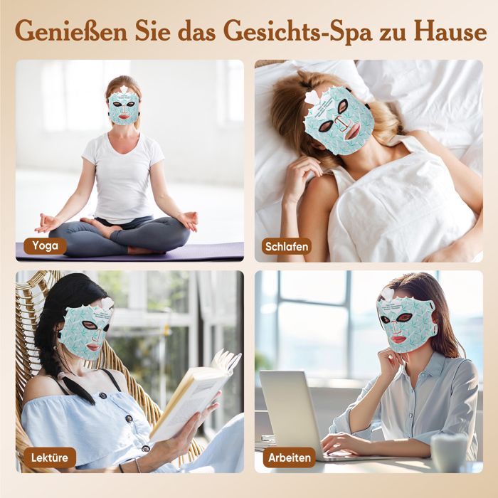 Masque LED pour le visage et la peau, masque de luminothérapie avec 7 couleurs rouge, masque visage en silicone avec télécommande