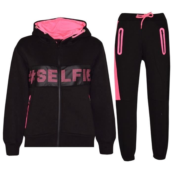 Chándal con capucha y cremallera con estampado de selfie para niñas, tallas 5-13