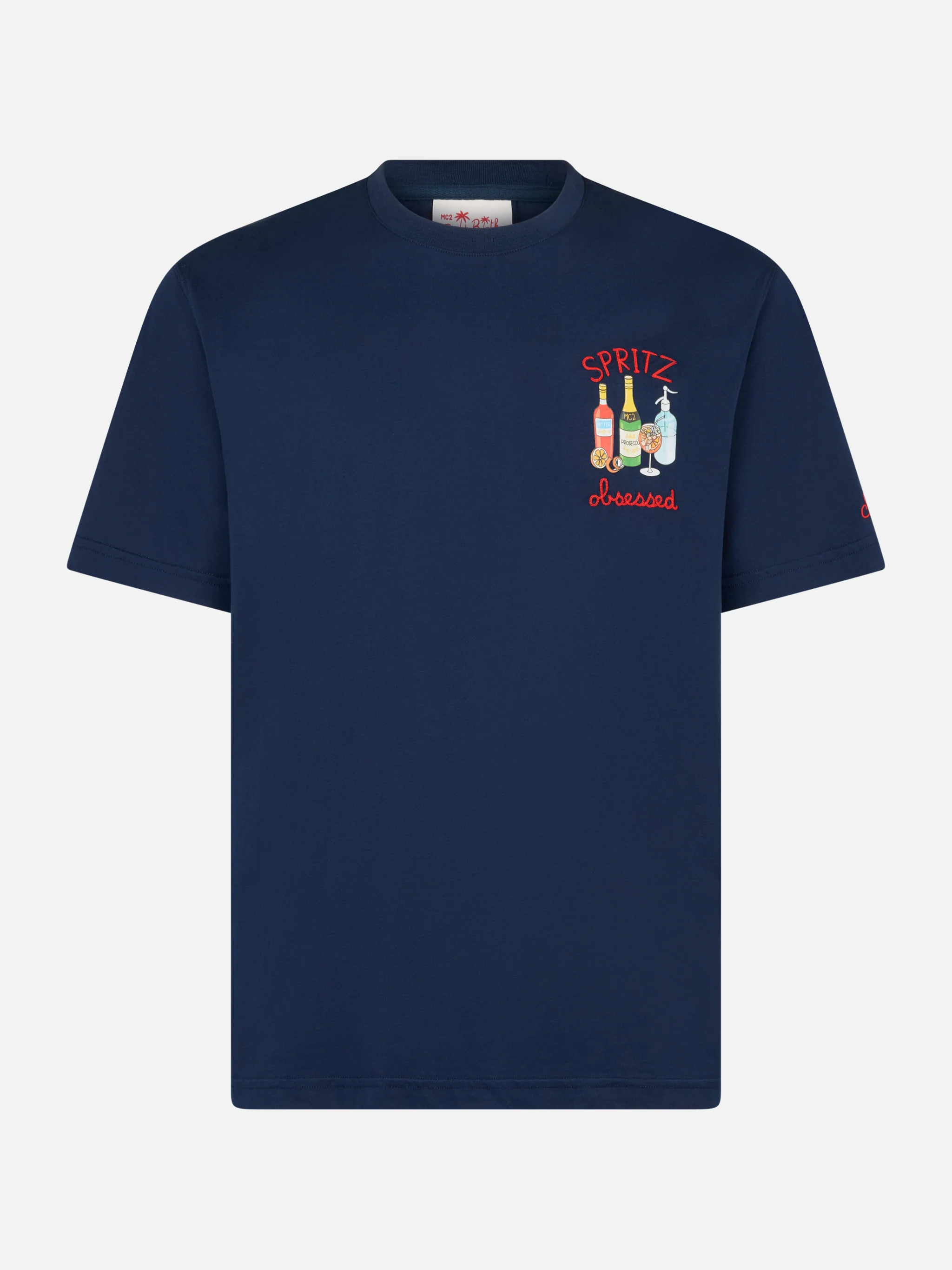 Heren katoenen T-shirt met Spritz obsession-borduurwerk