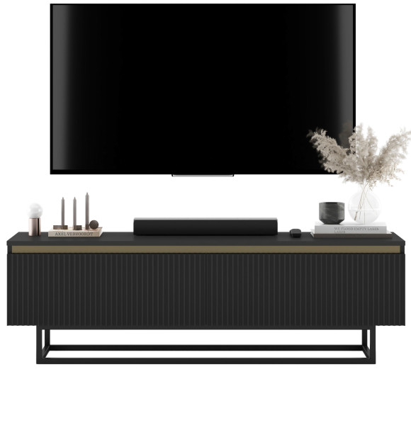 Szafka RTV Glamour Czarny mat komoda RTV czarny stelaż 140 cm