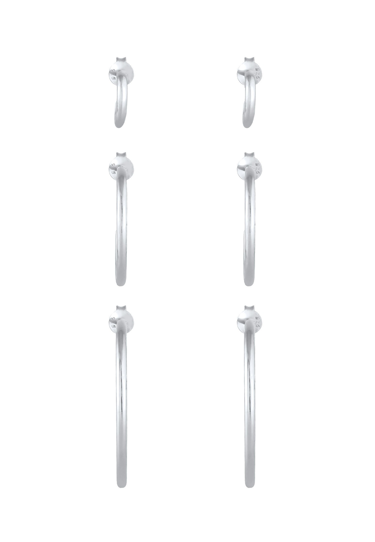 Elli Trio de boucles d'oreilles créoles pour femmes Blogueur de tendances de base en argent sterling 925