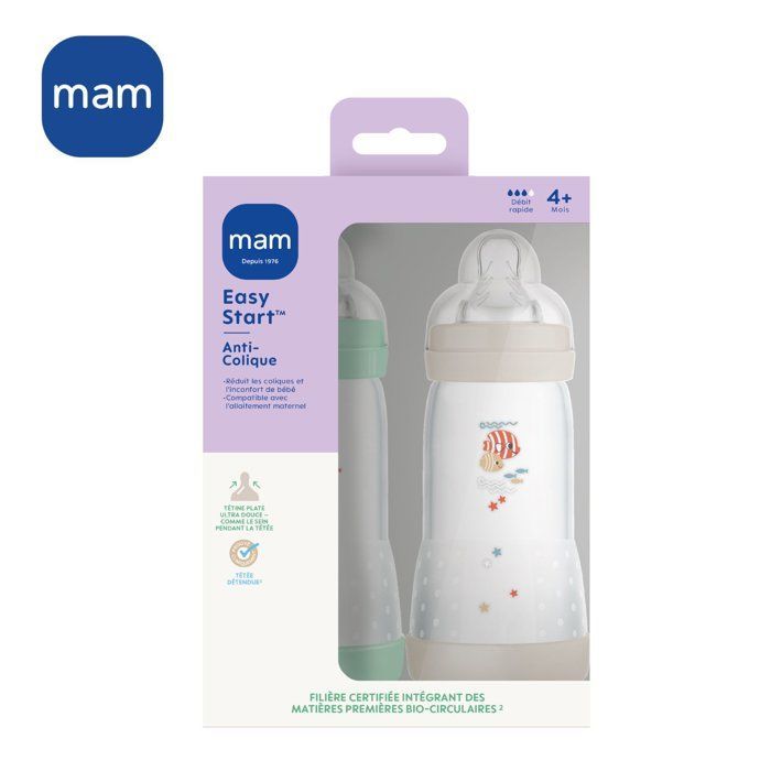 Sett med 2 babyflasker - MAM - Easy Start - Anti-kolikk 