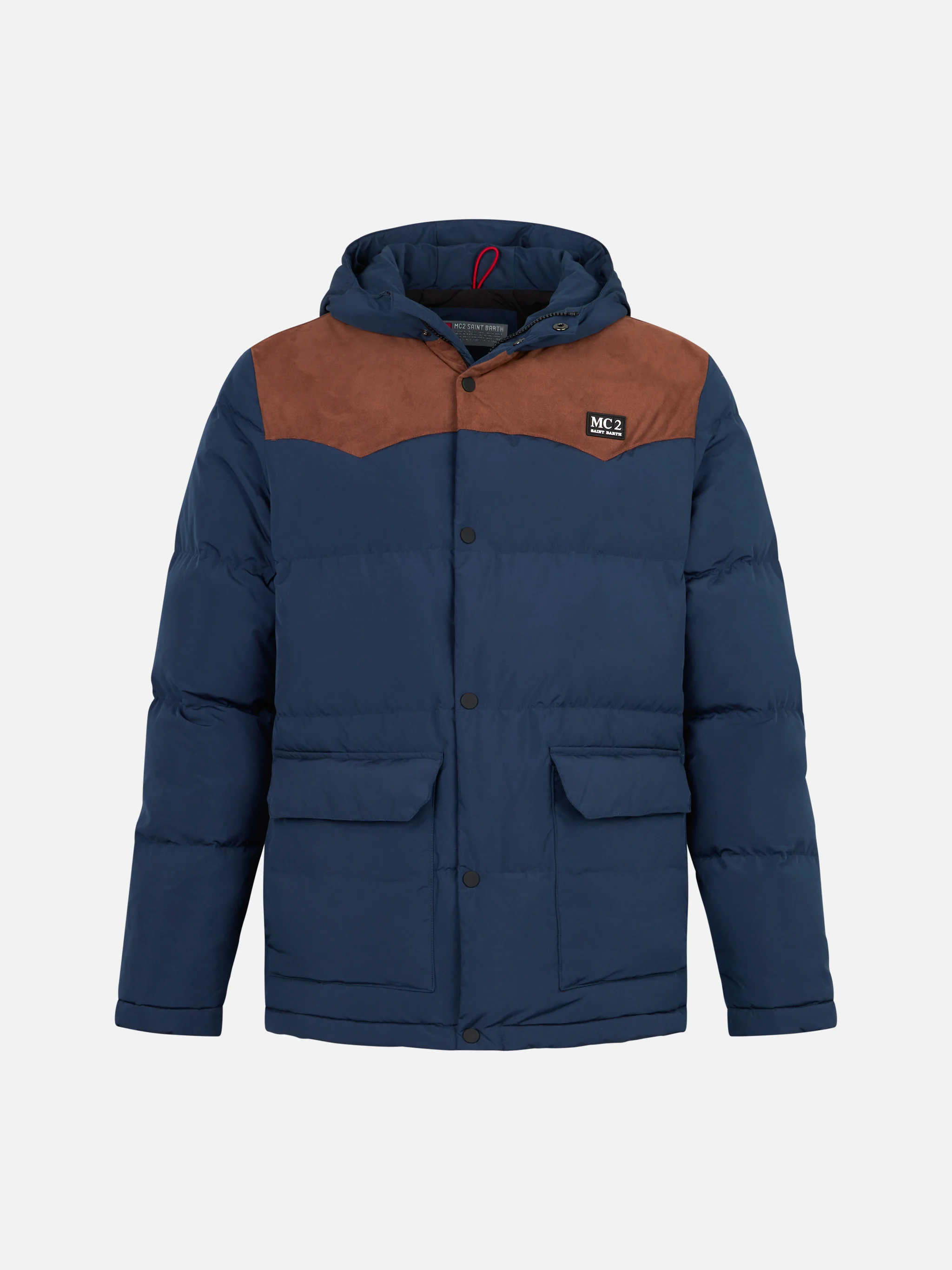 Blauwe donsjas voor heren met capuchon