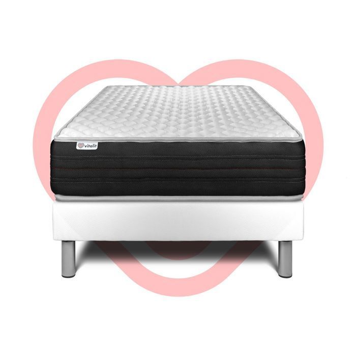 Conjunto de colchón y base de cama de 90x200 cm - Base de cama blanca (premontada) - Vitalmemo One White
