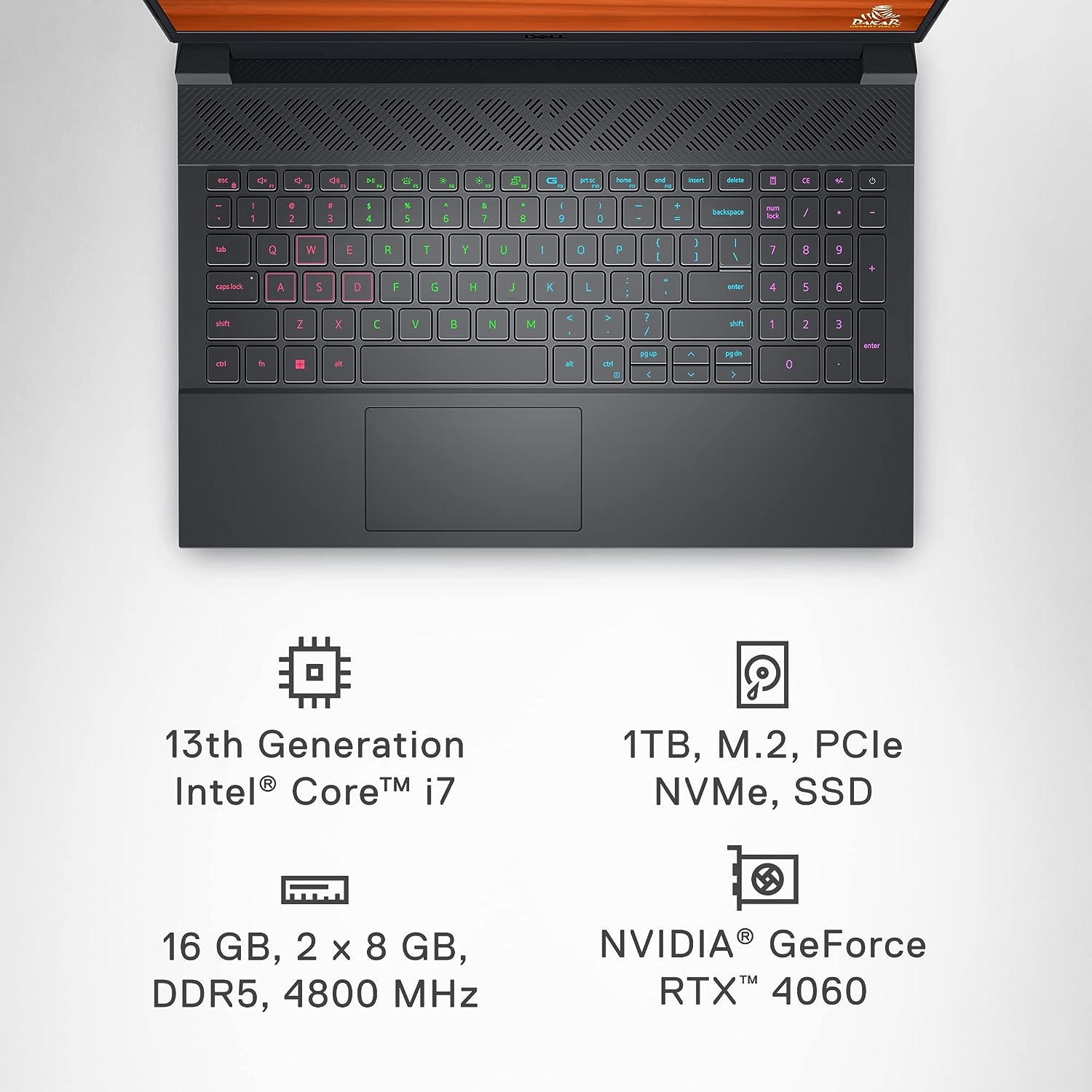 Dell G15 5530 Gaming-Laptop – 15,6-Zoll-FHD-Display (1920 x 1080), Intel Core i7-13650HX, 16 GB DDR5-RAM, 1 TB SSD, NVIDIA GeForce RTX 4060 8 GB GDDR6, Windows 11 Home, Service – Dunkelgrau