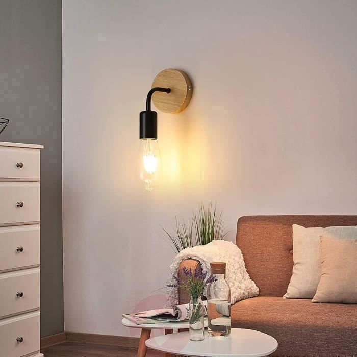 DELIPOP Set di 2 applique a LED moderne nere per comodino, camera da letto, soggiorno e corridoio (lampadine non incluse)