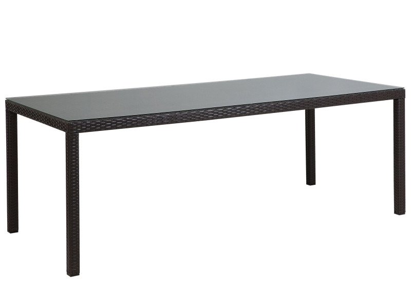 Stół ogrodowy rattan szkło 220x100 brązowy