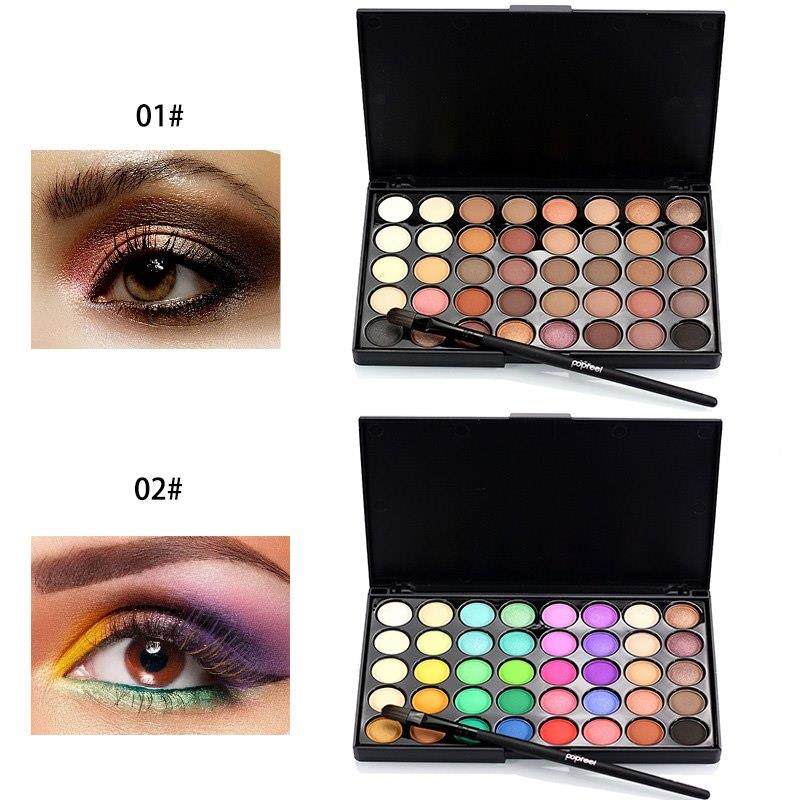 Paleta de Sombras para Olhos com 40 Cores, Pincéis de Maquiagem, Sombras Brilhantes e Pigmentadas, Mini Paleta de Maquiagem com Glitter para Olhos
