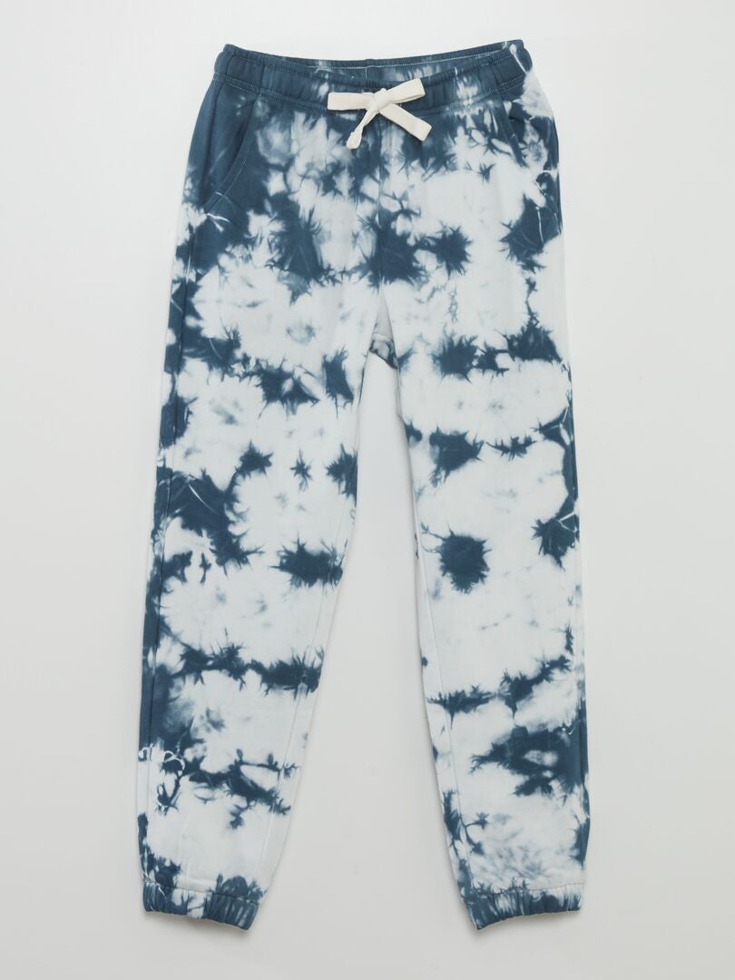 Pantalones deportivos de felpa con estampado tie-dye - AZUL