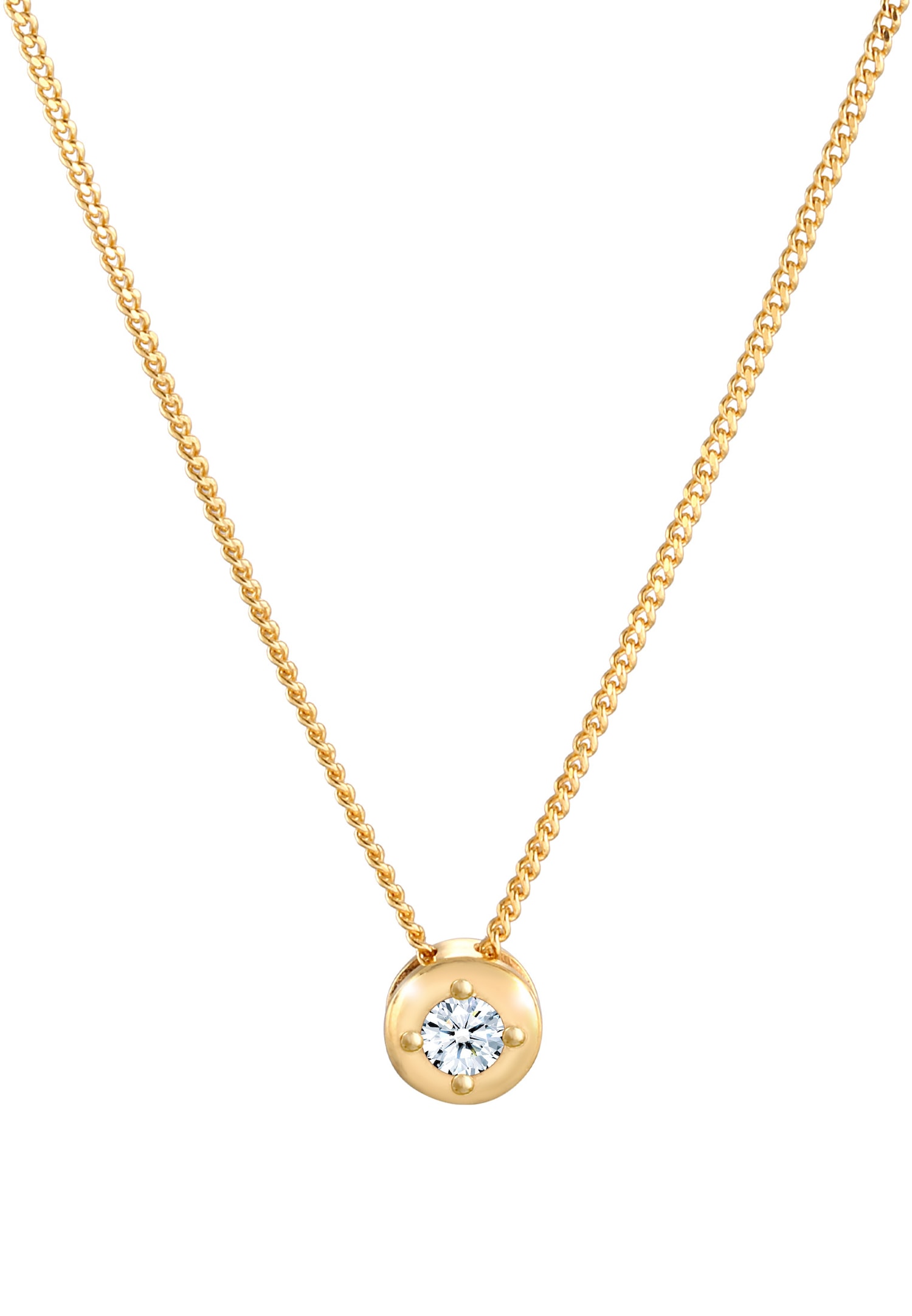 Elli DIAMONDS Pendentif solitaire pour femme élégant avec diamant (0,11 ct.) en argent sterling 925