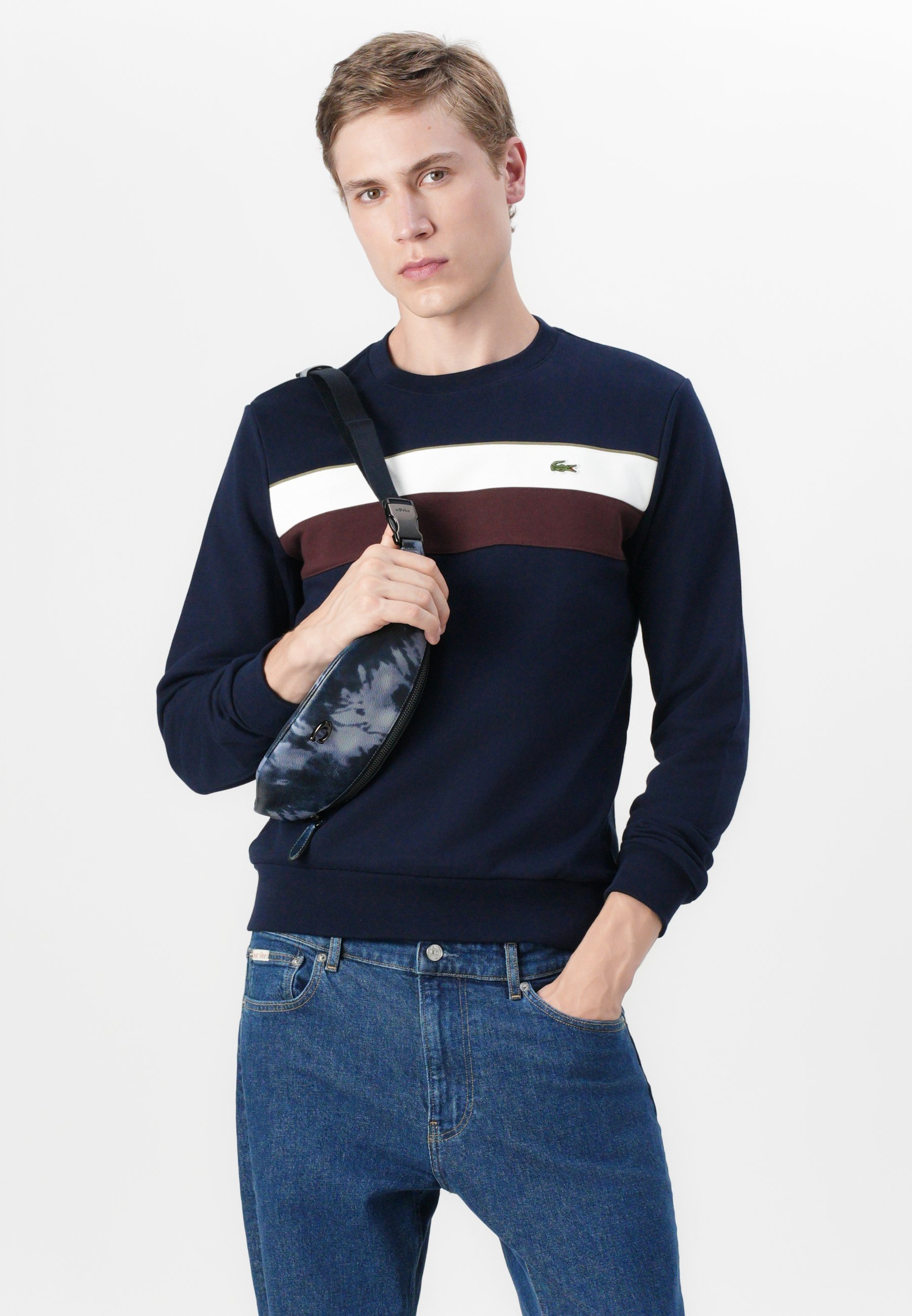 Lacoste Sweatshirt – marineblau/mehlfarben/rot