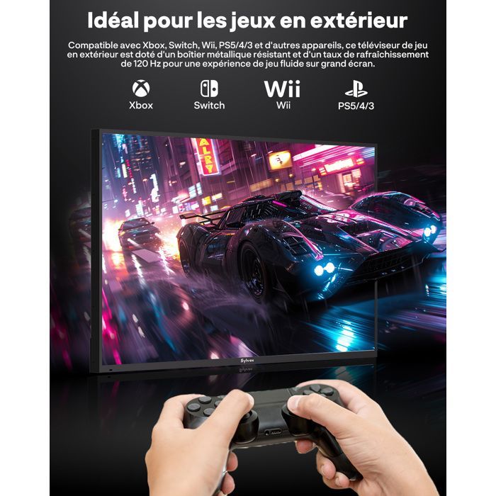 SYLVOX Smart TV para juegos y exteriores de 75” (190 cm) - 4K UHD 1000 nits - Google TV - 120 Hz - Dolby Atmos - HDMI 2.1 - Resistencia al agua IP55 - Asistente de Google