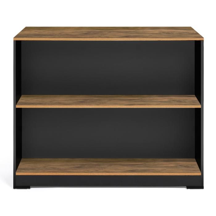 IDMARKET Table de bar îlot JUNO bois noir et plateau foncé HAWKINS