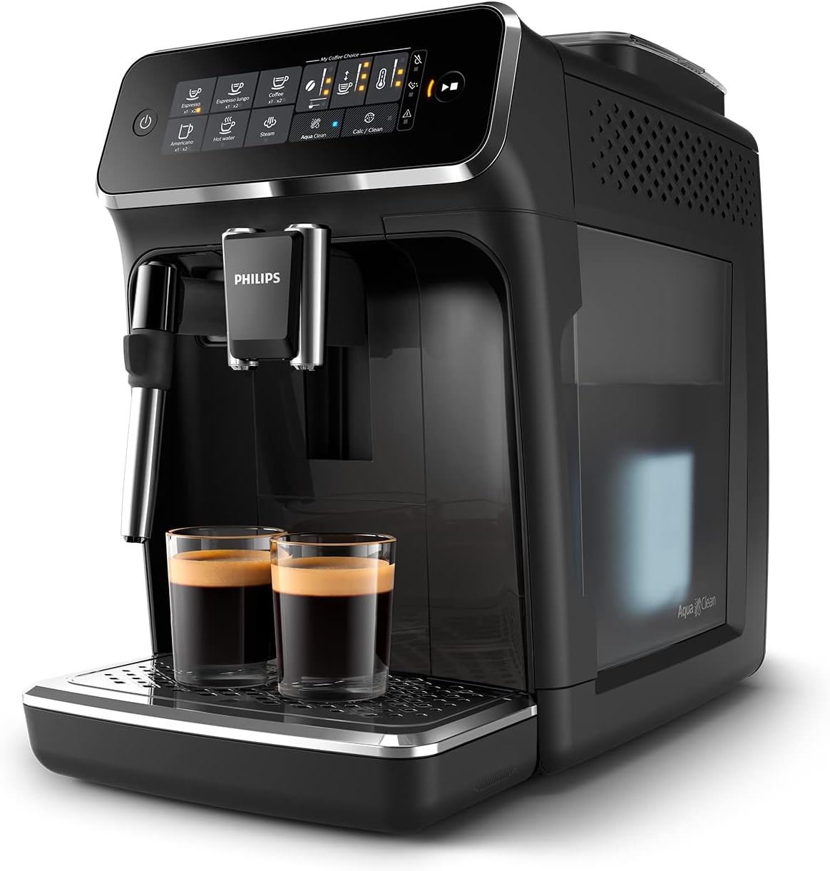 PHILIPS 3200 -sarjan täysautomaattinen espressokone - klassinen maidonvaahdotin, 4 kahvilaatua, intuitiivinen kosketusnäyttö, musta, (EP3221/44)