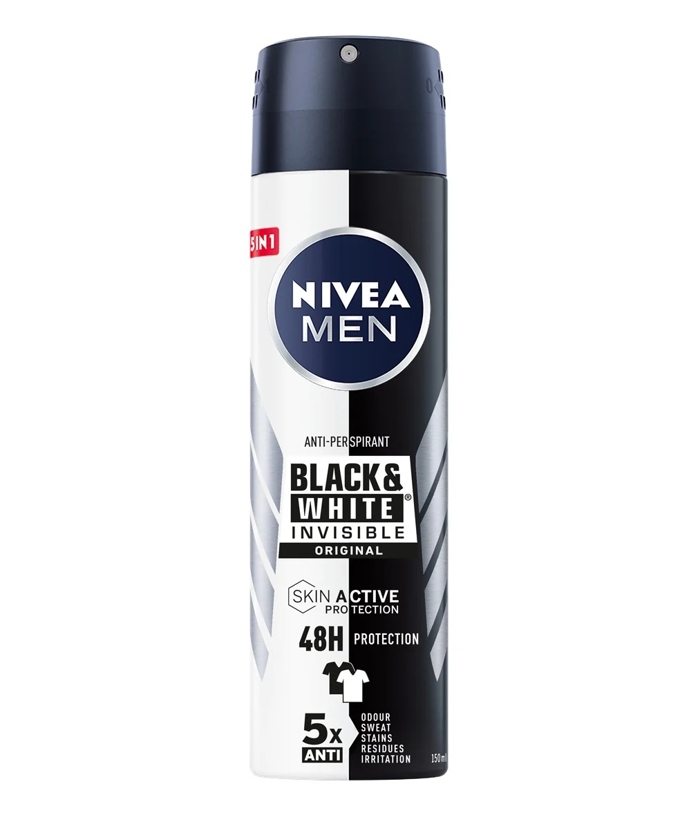 NIVEA Nivea Black & White Desodorante en spray invisible Original para todo tipo de pieles.