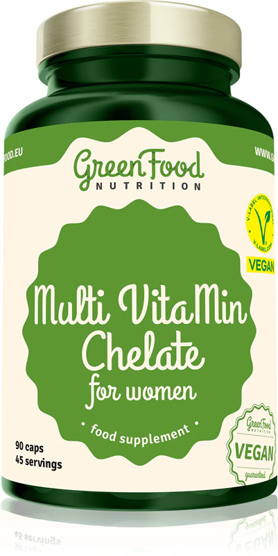 GreenFood Nutrition Multi VitaMin Chelate para Mulheres: suplemento alimentar multivitamínico completo com minerais para mulheres.